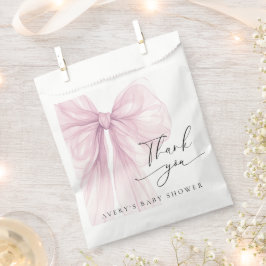 Sacolinha Elegant Pink Bow Baby Shower Thank You