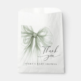 Sacolinha Elegant Sage Green Bow Baby Shower Thank You