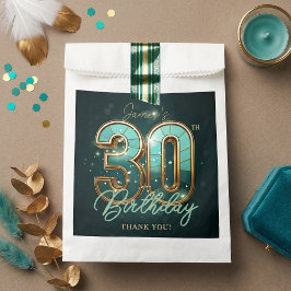 Sacolinha Elegant Teal and Gold 30th Birthday Modern Luxury 