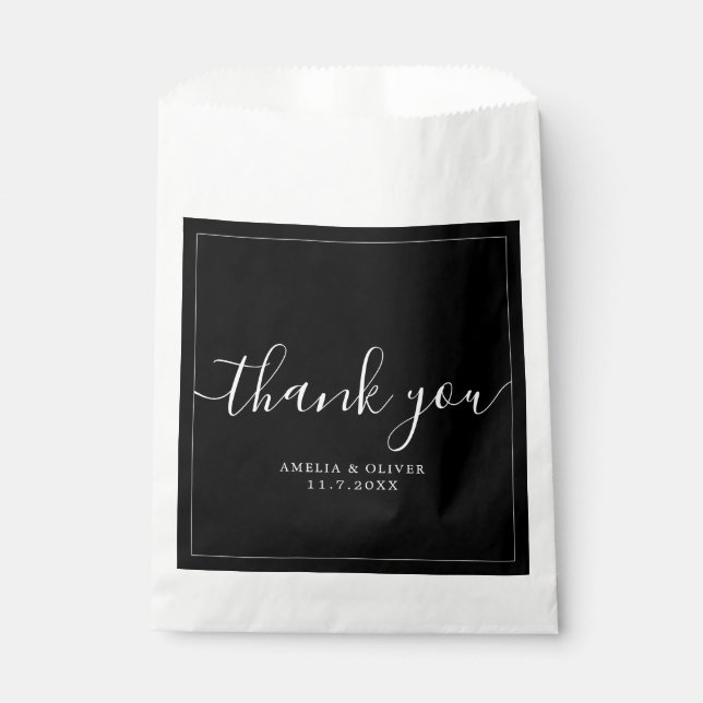 Sacolinha Elegant Timeless Wedding Thank You | Personalized  (Frente)
