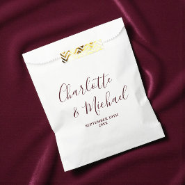 Sacolinha Elegant White & Burgundy Script Minimalist Wedding