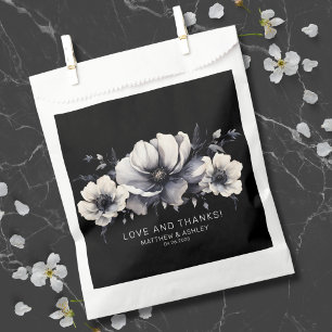 Sacolinha Elegante Agradecimento de Casamento Floral Preto