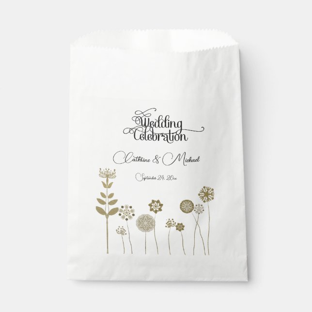 Sacolinha Elegante Atemporal Sofisticado Floral em Ouro Mini (Frente)