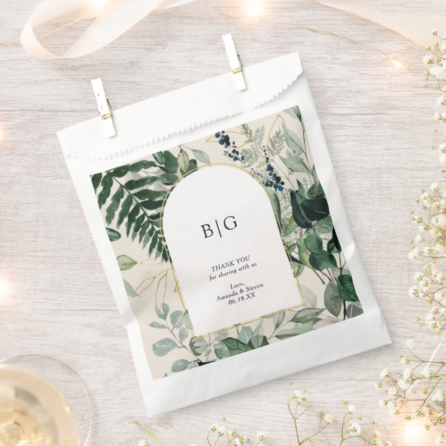 Sacolinha Elegante Beige Botanês obrigado de casamento (Cortado)