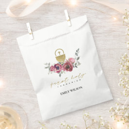 SACOLINHA ELEGANTE BURGUNDY DOURADA FLORAL PRIMEIRA COMUNICA