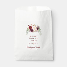 Sacolinha Elegante Burgundy Red Marsala Floral OBRIGADO