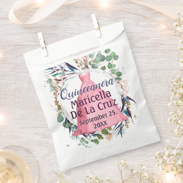 Sacolinha Elegante cor-de-rosa Design Quinceanera (Cortado)