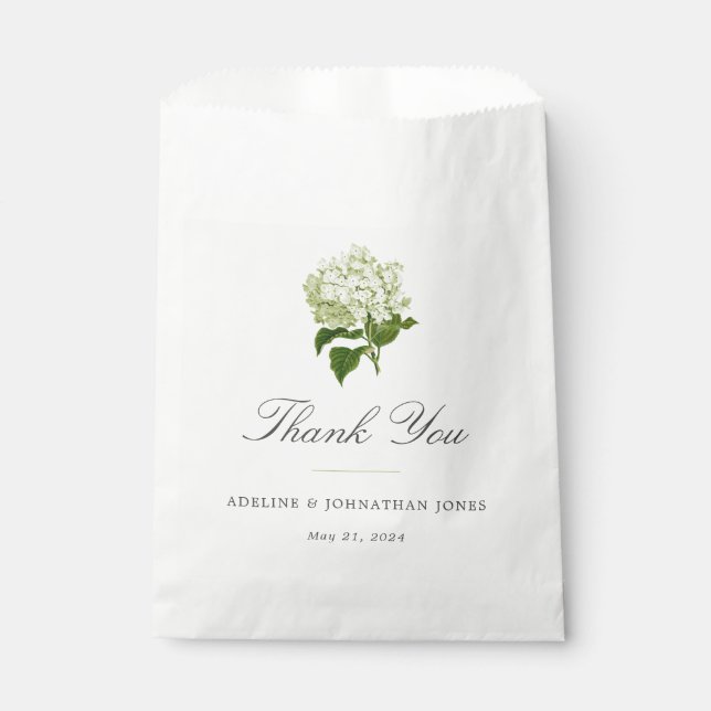 Sacolinha Elegante de Hydrangea branca e verde (Frente)