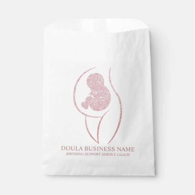Sacolinha Elegante Doula e Bebê em Ouro Rosé (Frente)