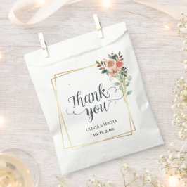 Sacolinha Elegante Dourado Geométrico Floral Obrigado Casame