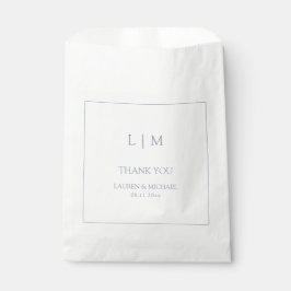 Sacolinha Elegante Dusty Blue Monograma Obrigado Casamento