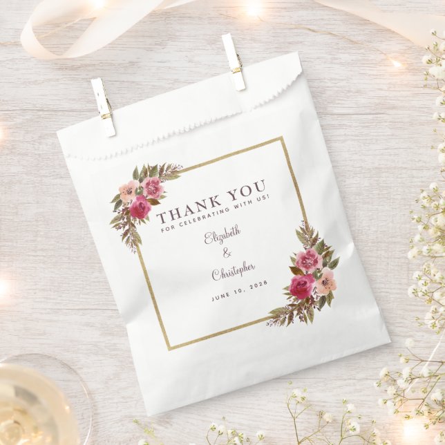 Sacolinha Elegante Floral Greenery Watercolor Casamento Chic (Cortado)