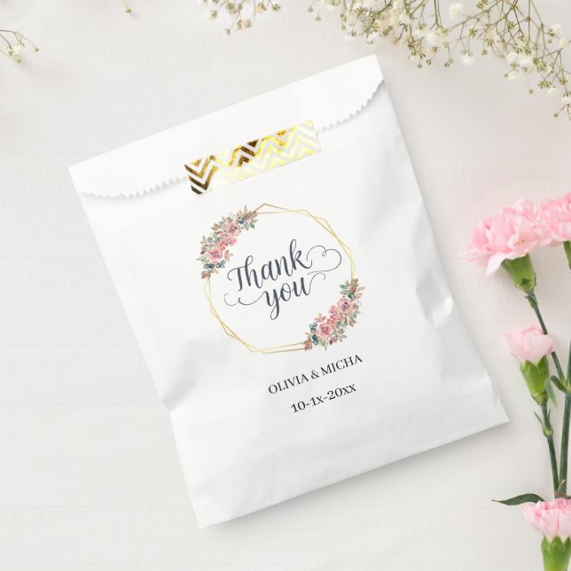 Sacolinha Elegante Floral Wreath Obrigado A Bolsas Favoritas (Selado)