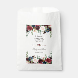 Sacolinha Elegante Marinho Azul Floral Casamento Obrigado