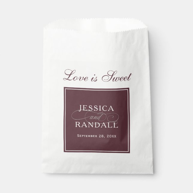 Sacolinha Elegante Marsala Burgundy Red Love é doce (Frente)