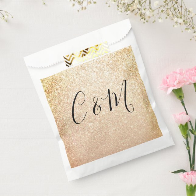 Sacolinha Elegante Monograma Dourado Casamento de Lusura Fav (Selado)