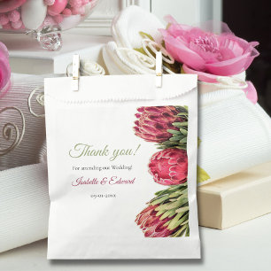 Sacolinha Elegante Noiva de Proteas Tropicais Rosa e Verde S