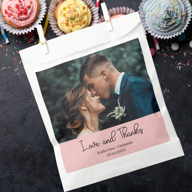 Sacolinha Elegante Rosa Corado Casamento Amor e Agradeciment (Criador carregado)