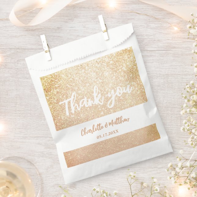 Sacolinha Elegante Shiny Dourada Casamento Glitter Favor Bag (Cortado)