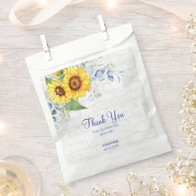 Sacolinha Elegante Sunflower Wall Brick Floral Birday (Cortado)