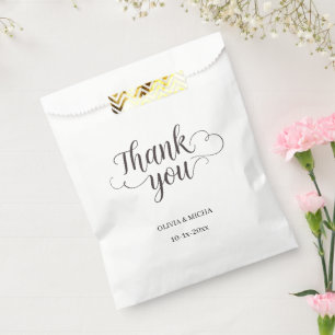 Sacolinha Elegante Swirls: Obrigado Ao Favor De Casamento Ba