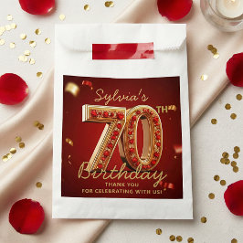 Sacolinha Elegante Vermelho Rubi Dourado Brilho 70º Aniversá