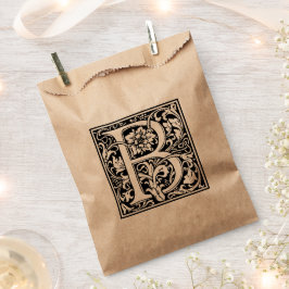 Sacolinha Elegante Vintage Floral - Letra B Monograma