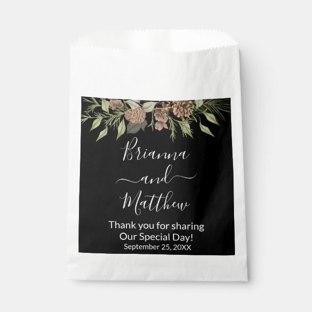 Sacolinha Elegante Winter Black Weding Favor Bag (Frente)