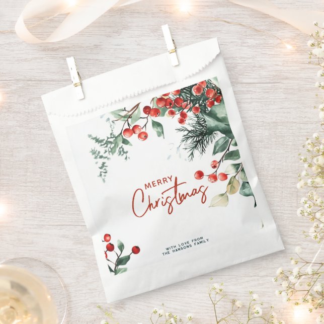 Sacolinha Elegante Winter Greenery Feliz Natal (Cortado)