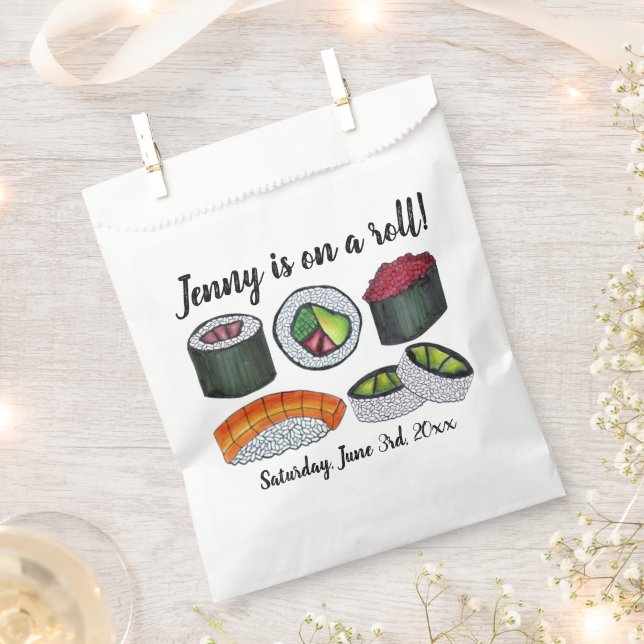 Sacolinha Em uma Celebração de Parabéns Roll (Sushi) (Cortado)