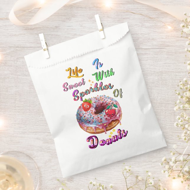 Sacolinha Embalagem Da Vida É Doce Com Faíscas De Donuts (Cortado)
