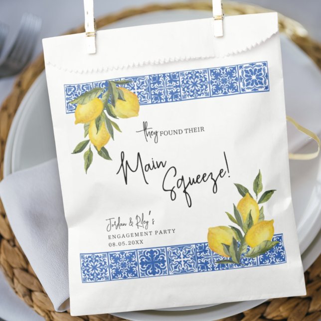 Sacolinha Encontrei o Squeeze Main Lemon & Blue Tile Noivado (Criador carregado)