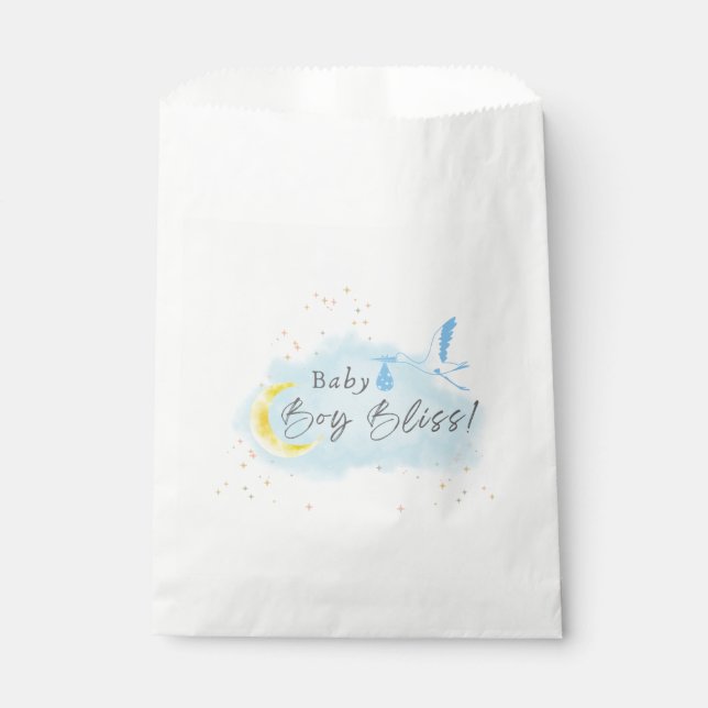 Sacolinha Entrega Especial de Stork Dourada Starlit Baby Boy (Frente)