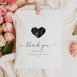 Sacolinha Escrita Agate Heart Obrigado Casamento de Prata Ne