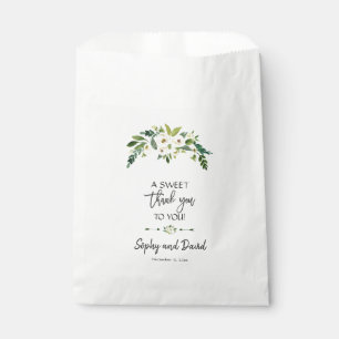 Sacolinha Escrita Manual Floral Moderna e Branca OBRIGADA