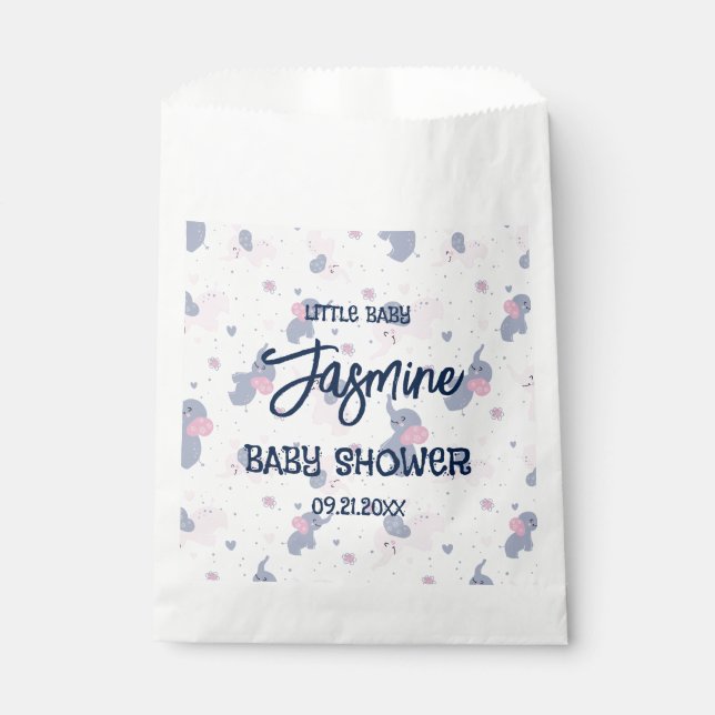 Sacolinha Espetáculo de elefantes de banda desenhada em azul (Frente)