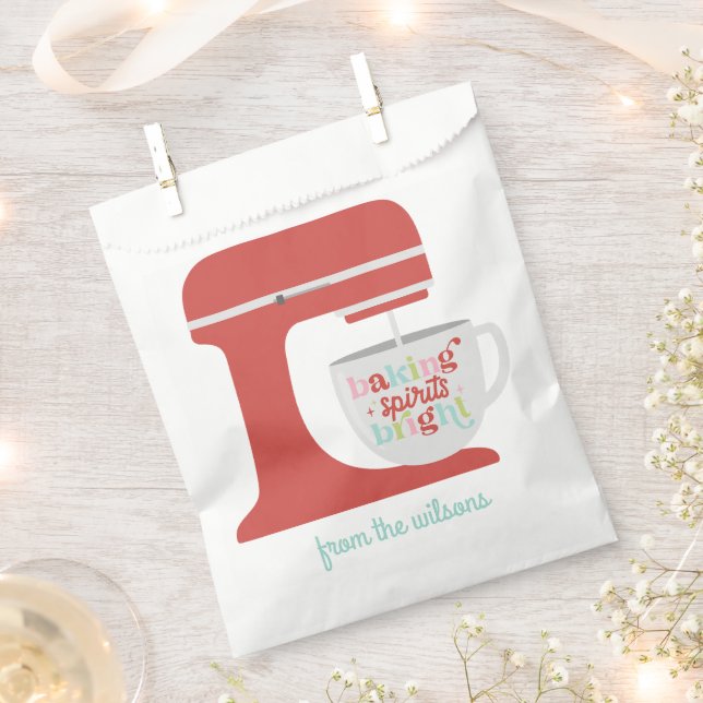 Sacolinha Espírito de Pastel Retro de Natal Brilhante  (Cortado)