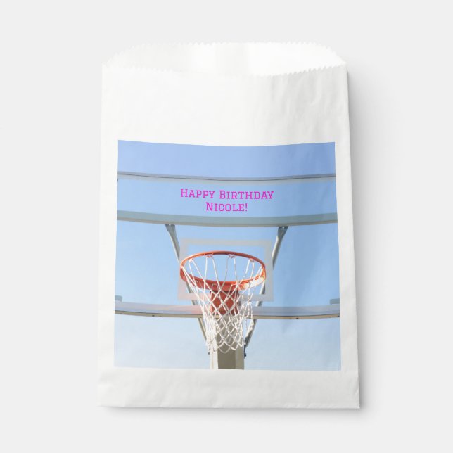 Sacolinha Esportes de basquetebol com festa de aniversário B (Frente)