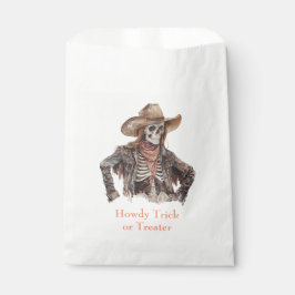 Sacolinha Esqueleto de Cowboy Marrom Ocidental de Halloween