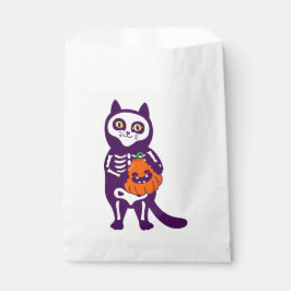 Sacolinha esqueleto de gato-de-halloween mexicano