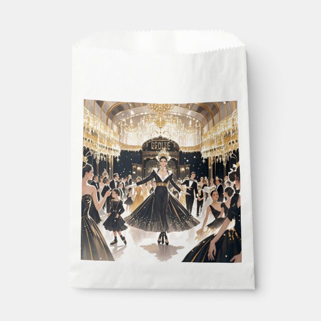 Sacolinha Estilo Moulin rouge, preto e dourado, luxo rico (Frente)