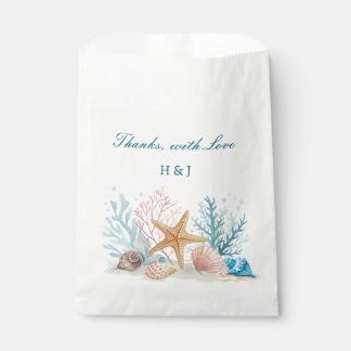Sacolinha Estrela-do-Mar e Conchas em Aquarela para Casament