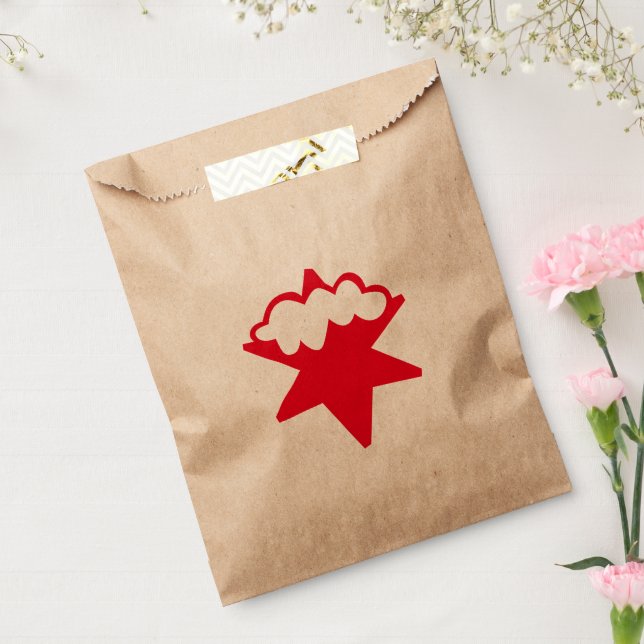 Sacolinha Estrela Vermelha de Neve, Natal branco de fundo (Selado)