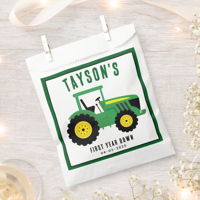 Sacolinha Estrelar o seu primeiro aniversario Trator | Tema  (Cortado)