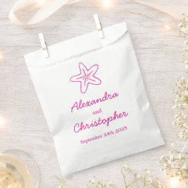 Sacolinha Estrelas do mar e espirais cor-de-rosa e branca em