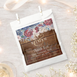 Sacolinha Eterno Rustic Blue Burgundy Floral Lace Casamento