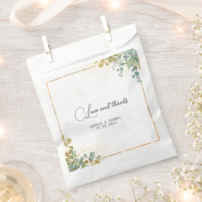 Sacolinha Eucalipto verde e dourado aquarela (Cortado)