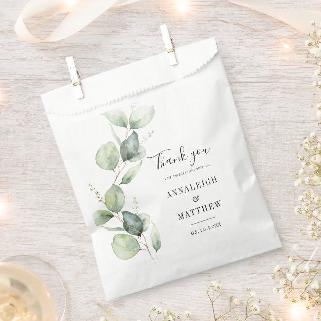 Sacolinha Eucalyptus Watercolor Greenery Wedding (Cortado)