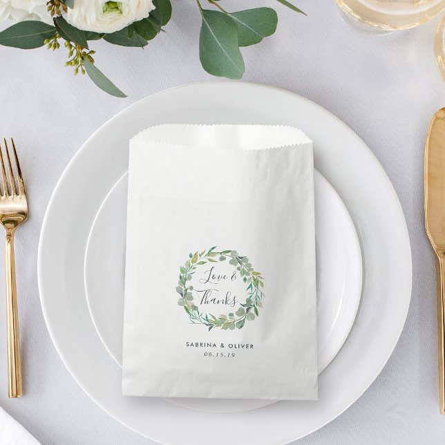 Sacolinha Eucalyptus Wreath Wedding Obrigado (Criador carregado)