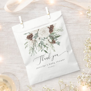 Sacolinha Evergreen elegante chá de fraldas de inverno obrig